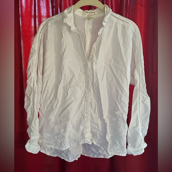 Anthropologie Cream Button-Up Blouse - Picture 1 of 8